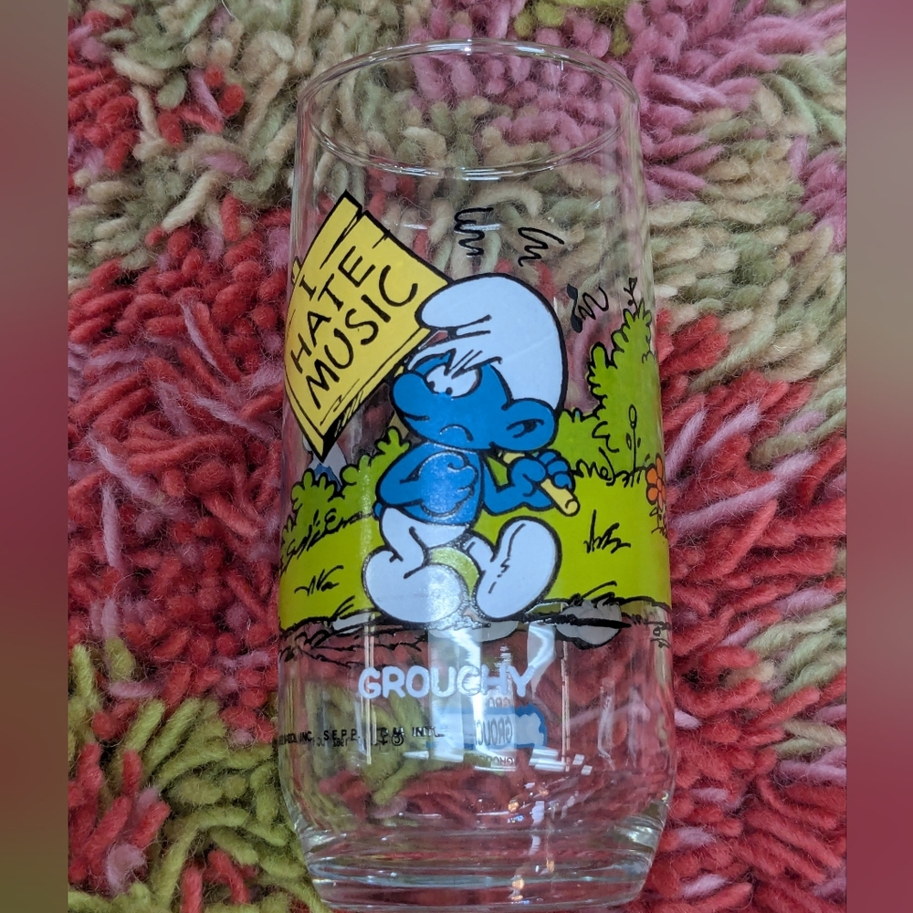80's Vintage Smurf Glass